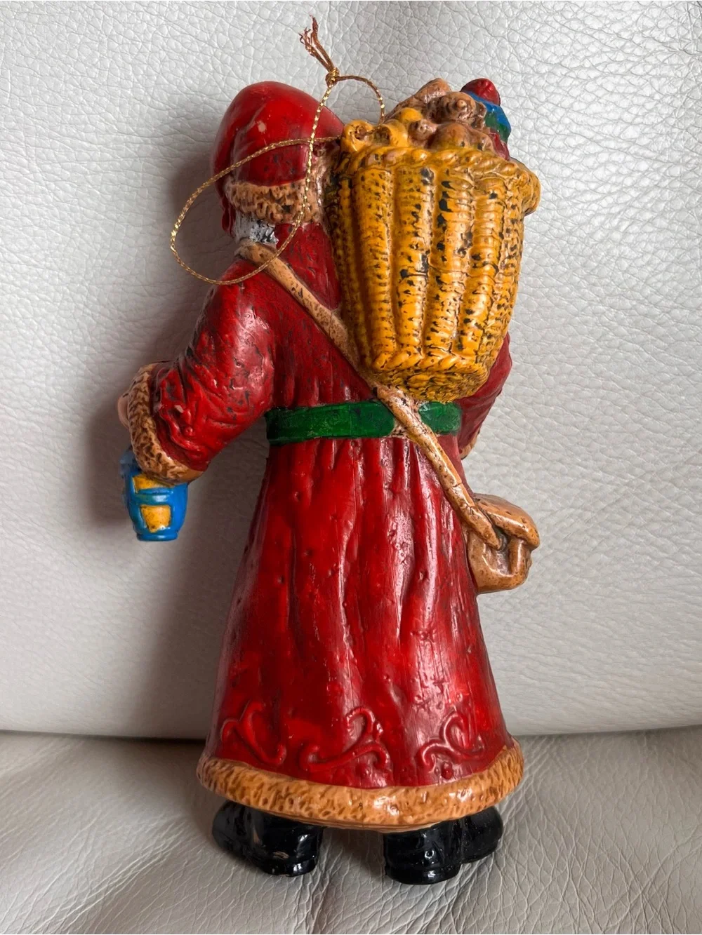 Vintage Blow Mold Plastic Red Santa Figurine Holiday Hanging Ornament
